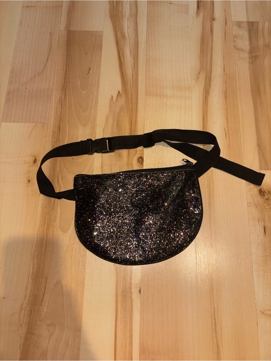 Handbags - Black Glitter Waist Bag - Stylish Hands-Free Belt Bag